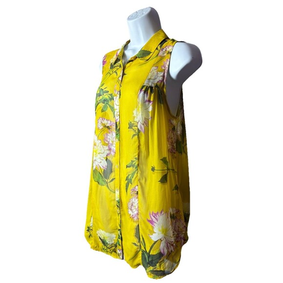 Maeve by Anthropologie Duchess Floral Sleeveless Blouse Women’s Size 10 Yellow - Picture 2 of 9